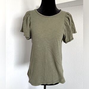 Old Navy Army Green Short-Sleeve Top w/Sleeve Details, Size Small